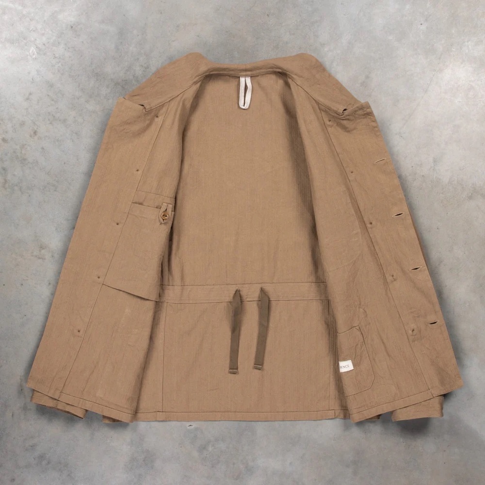 Cohérence Kees Jacket Linen Cotton Chevron Brown - Picture 2 of 8